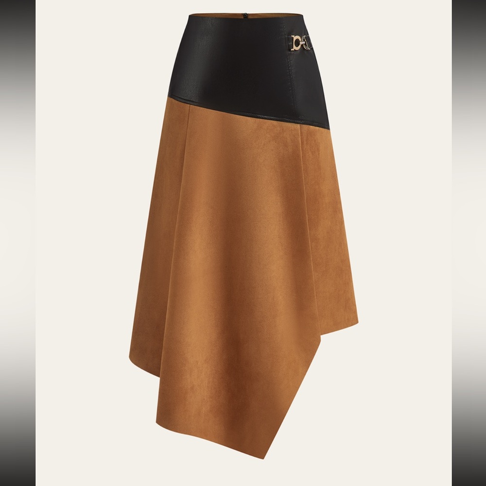 Commense Asymmetrical Black and Brown Skirt